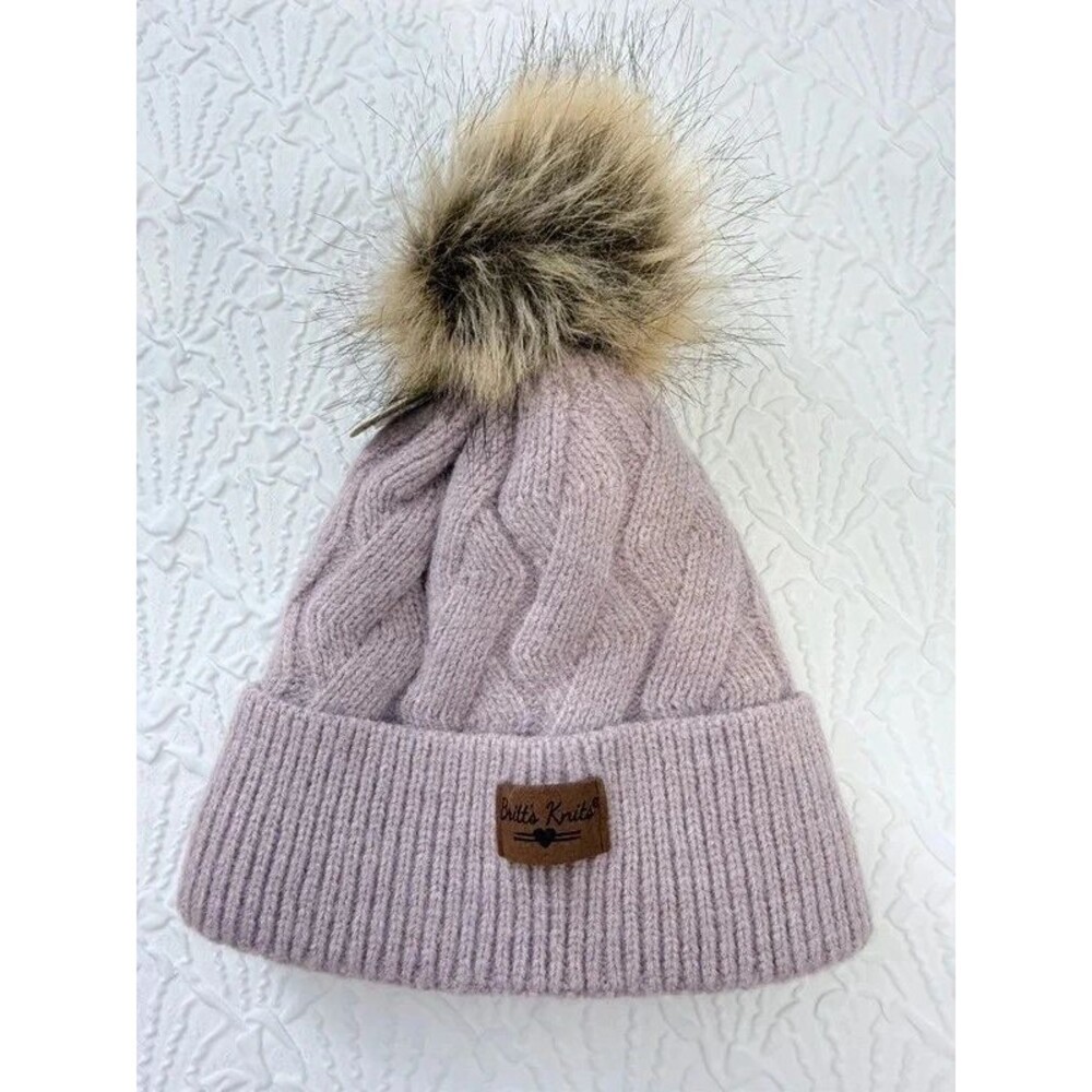 cozy lilac cable-knit beanie